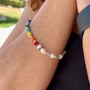 Rainbow Row of Faceted Beads & Freshwater Pearls Bracelet